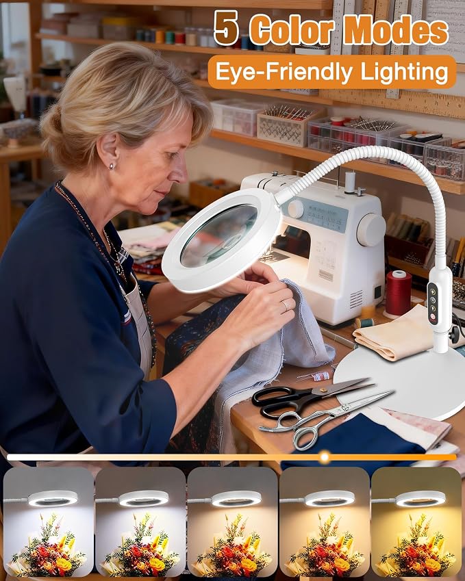 30X 10X Magnifying Glass with Light and Stand, 5 Color Modes Stepless Dimmable - Image 3
