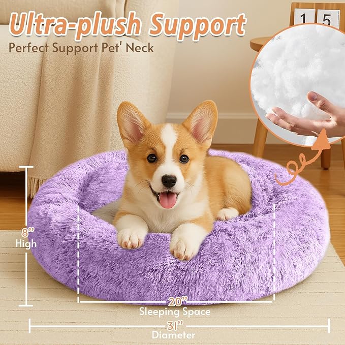 JOLLYVOGUE Calming Dog Bed Medium Size Dog, Anti-Anxiety Donut Medium Pet Bed - Image 5