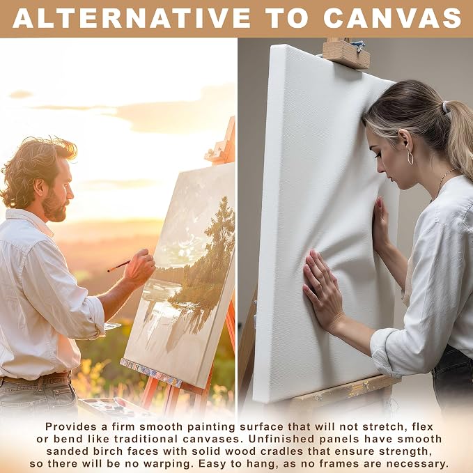 U.S. Art Supply 24" x 36" Unfinished Cradled Wood Panels - Image 4