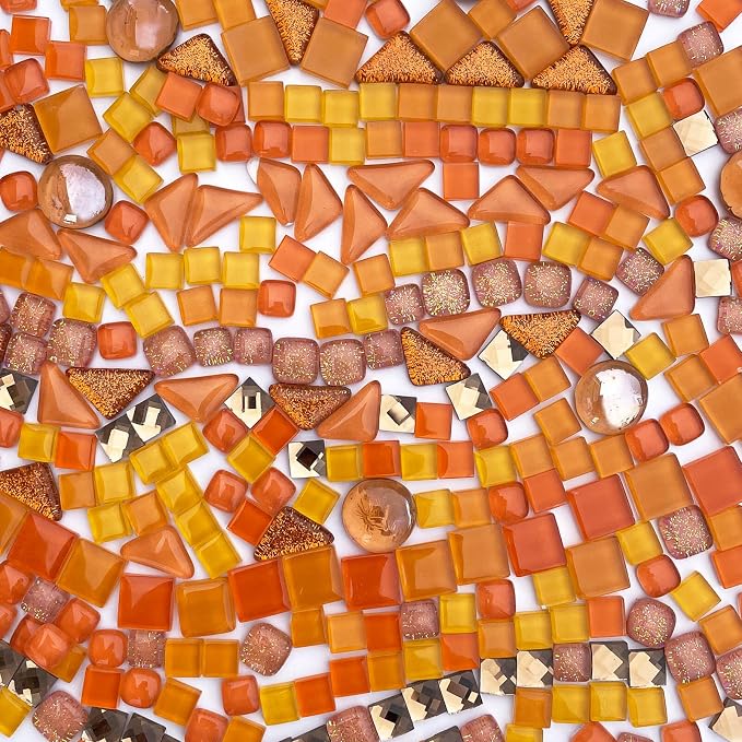 LITMIND 1.1LB Orange Mixed Irregular Crystal Glass Mosaic Tiles by LITMIND