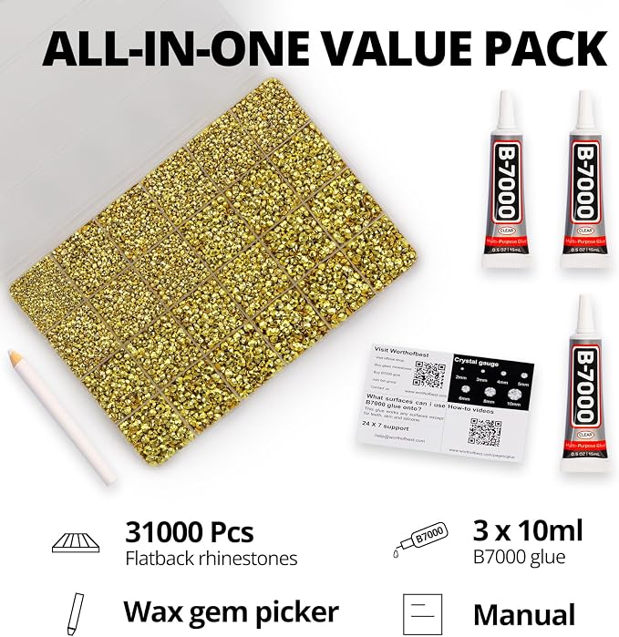 31000Pcs Metallic Gold Rhinestones - Image 2