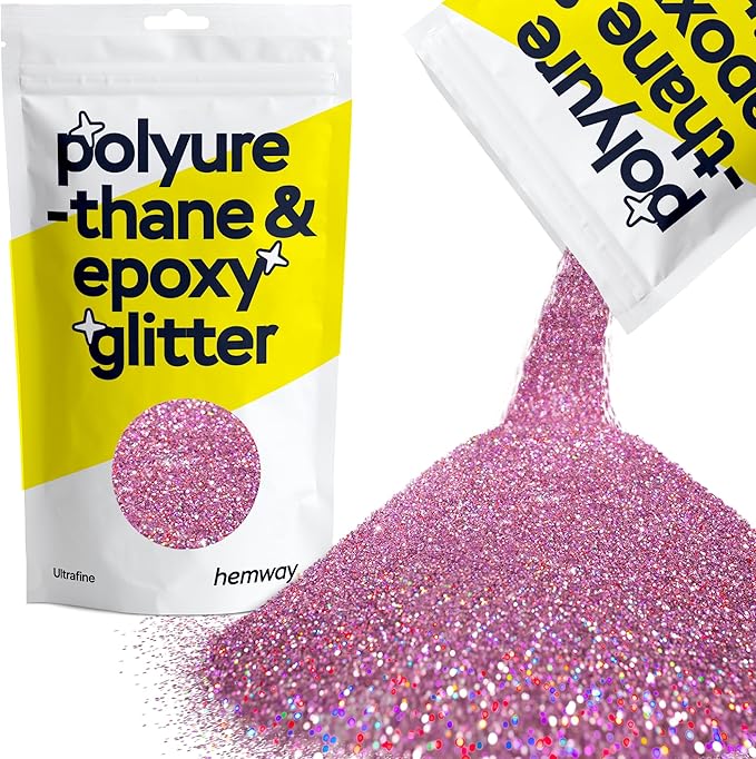 Hemway Polyurethane & Epoxy Resin Glitter for Arts, Crafts, Tumblers, Flooring, Woodwork, Decorating and Resin Projects 100g - Pink Holographic