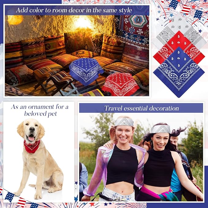 100 Pack Bandanas Unisex Paisley Bandanas Bulk Multi Purpose Cowboy Head Wrap - Image 6