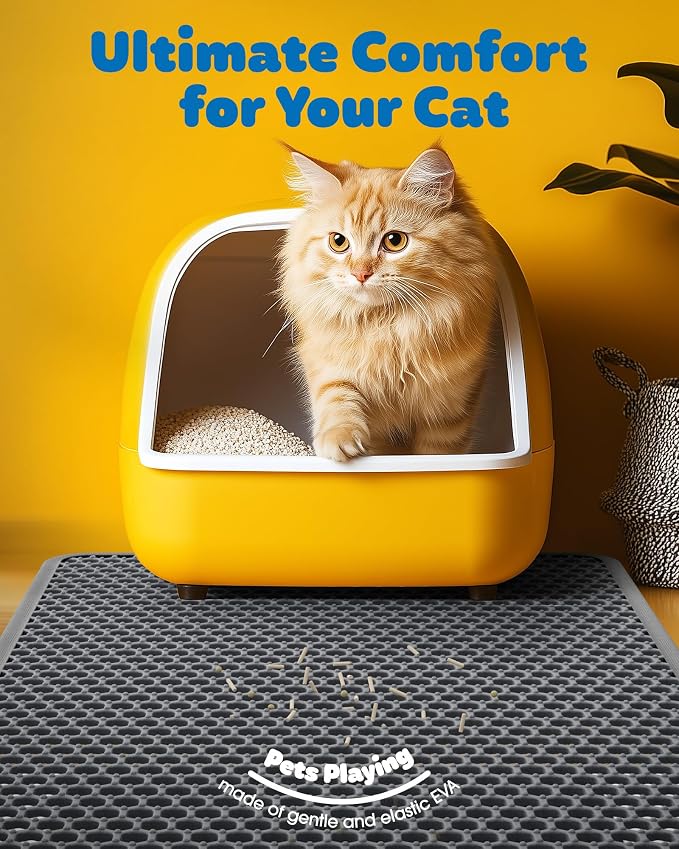 Cat Litter Mat - 46'' x 35'' Small Litter Trapping Mat, Waterproof, Urine-Proof - Image 2