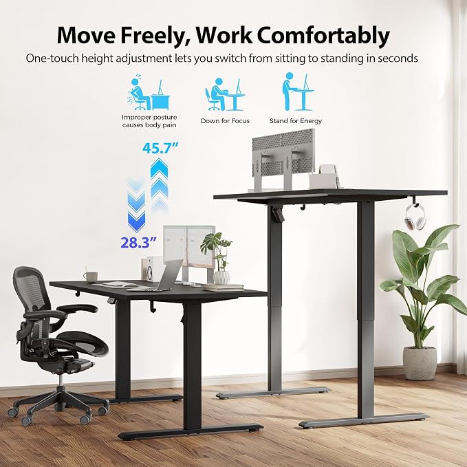 Agilestic Electric Standing Desk, 63 x 28 Inches Height Adjustable Desk - Image 4