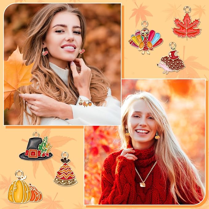 MARFOREVER 40Pcs/20 Pairs Fall Charms, Thanksgiving Charm - Image 7