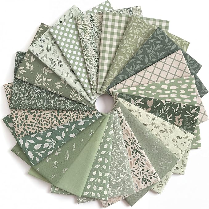 HunnmingRe 20 Pcs 10''x10'' Sage Green Quilting Fabric Square Greenery Precuts by HunnmingRe