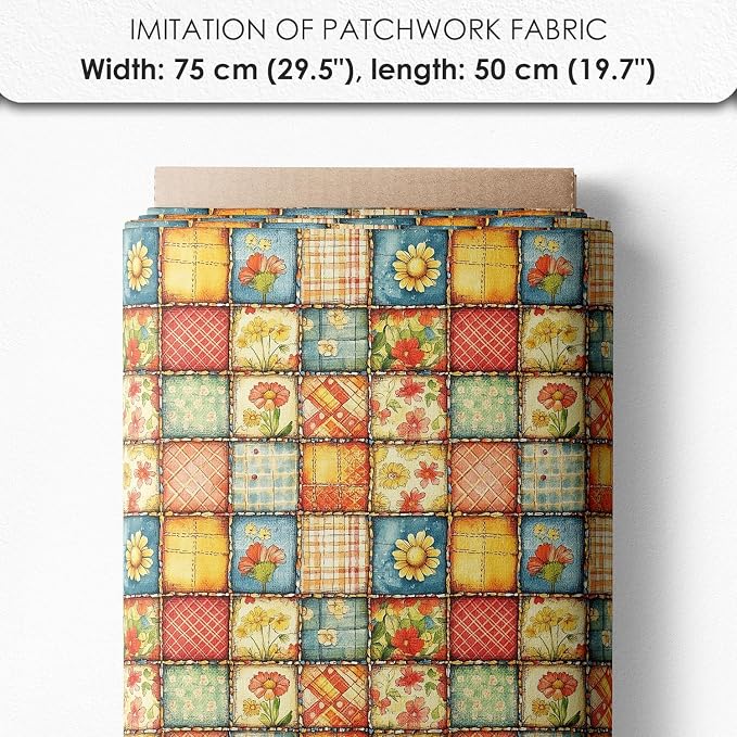 Patchwork Honey Jar Cotton Fabric Panel – 6 Designs + Bonus Sheet 29.5×19.6 inch - Image 7