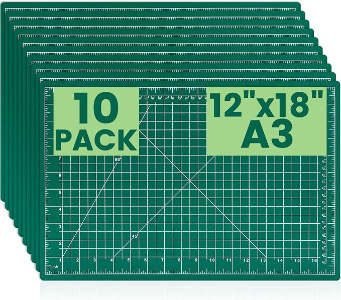 Cutting Mat 12"x18", 10 Pack Double-Sided 5-Ply Self Healing Sewing Cutting Mat by CLOYAN