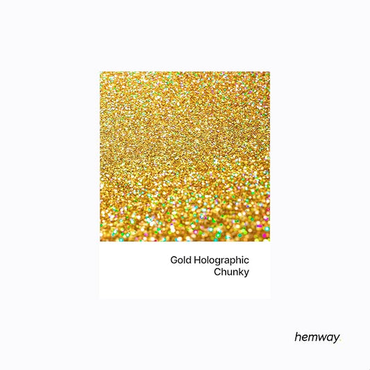 Hemway Polyurethane & Epoxy Resin Glitter 100g / 3.5oz Metallic Crystal Flake Additive for Flooring Jewelry Tumblers Glass Pigment - Chunky (1/40" 0.025" 0.6mm) - Gold Holographic