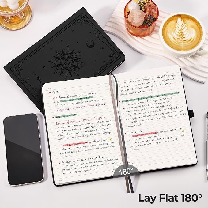 EMSHOI Lined Journal Notebook, 320 Numbered Pages, A5 Size | Leather Hardcover - Image 2