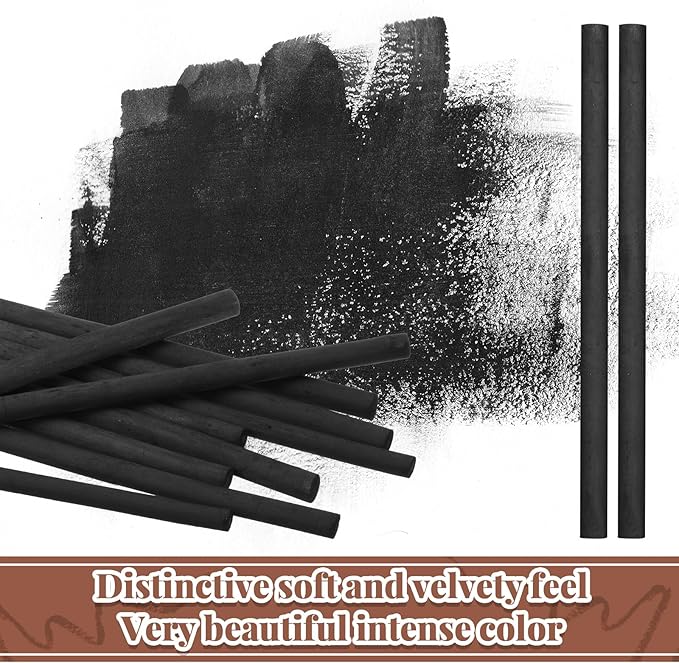 Gueevin 25 Pcs Willow Charcoal Sticks, Willow Charcoal, Artists, Beginners, Students, Perfect for Sketching, Drawing, Shading, and Fine Art Christmas Gifts for Art (7-9mm)