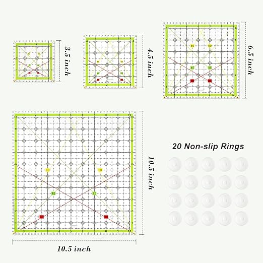 Aixoom Quilting Ruler Set, Square Quilting Templates 3.5/4.5/6.5/10.5" | - Image 2