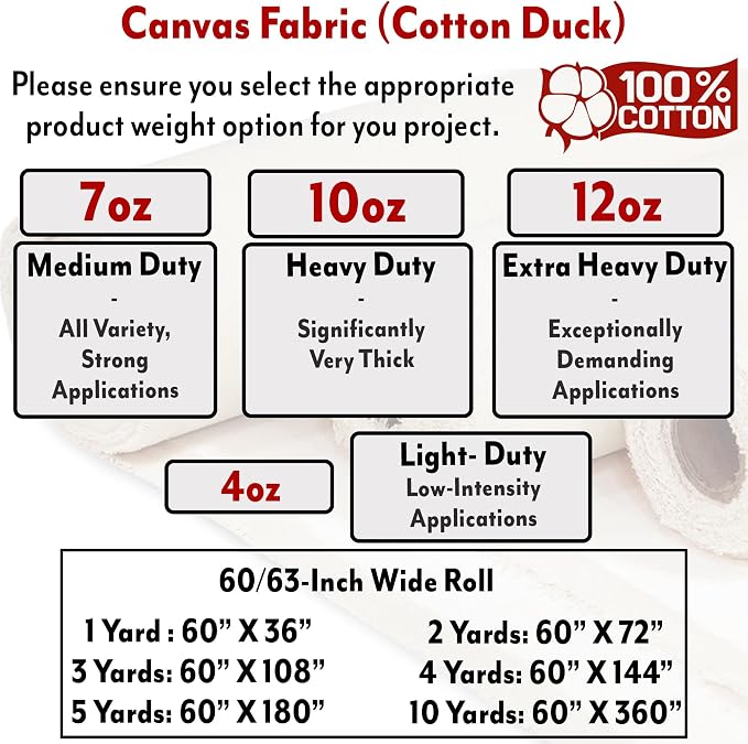 Barcelonetta | Canvas Fabric | Cotton Duck | Thick & Heavy | White 12oz | 60'' - Image 2