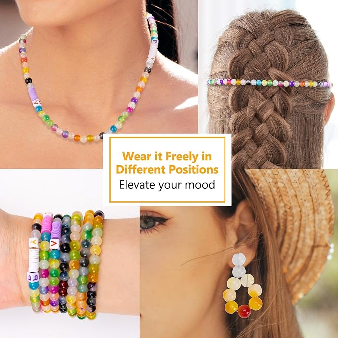 XSEINO About 1200+ pcs 6mm Glass Beads Bracelet Making Kit, 24 Assorted Yellow - Image 6