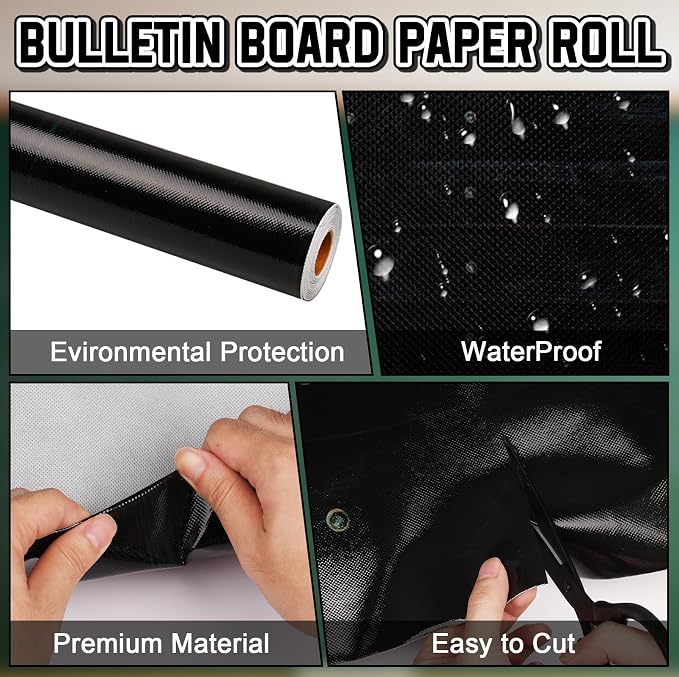 Inkspire Black Wood Bulletin Board Paper Roll, 14.8FTx47IN Large Reusable - Image 3