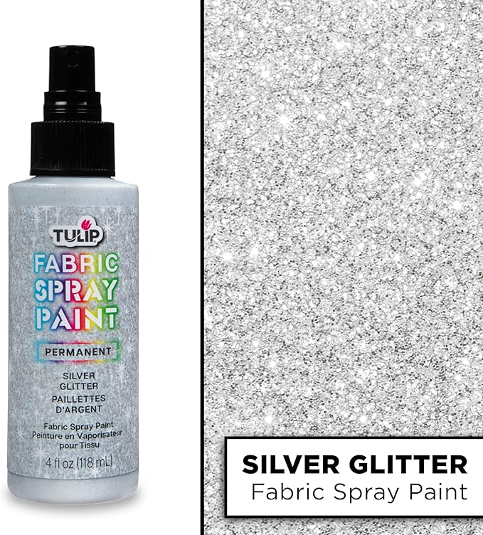 Tulip Fabric Paint, Permanent Spray on Paint, 4 fl oz Sparkling Star Silver - Image 3
