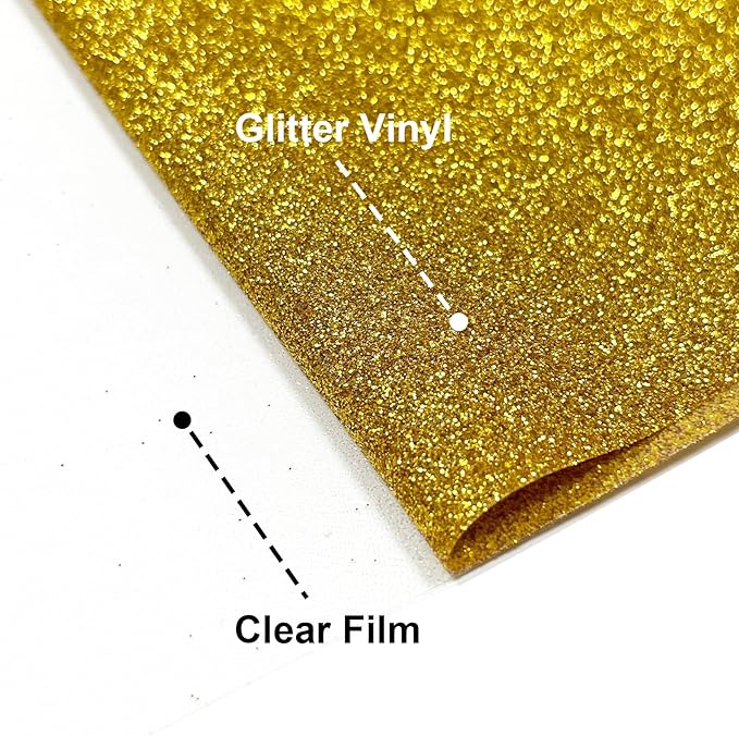Golden Glitter HTV Heat Transfer Vinyl, 12" x 8ft lron on Vinyl, for T-Shirt Ironing, Vinyl HTV Easy to Cut and Weed, The Best Choice for DIY Creativity. (Golden, 12" x 8ft)