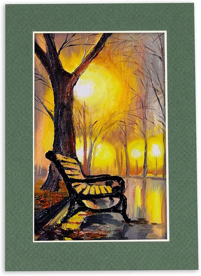 11x14 Mat for 8.5x11 Photo - Precut Hunter Green Picture Matboard for Frames 11 x 14 Inches - Bevel Cut to Display Art 8.5 x 11 Inches - Acid Free Pack of 10 MATS with Backing Boards & Clear Bags