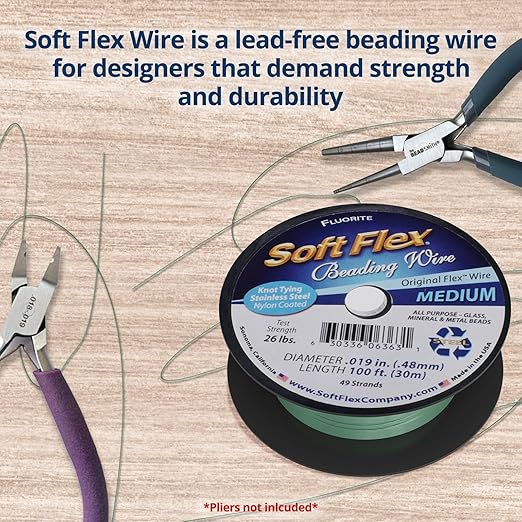 Soft Flex 49 Strand Beading Wire - Medium 0.19 Diameter - 100 Feet Nylon Design Wire