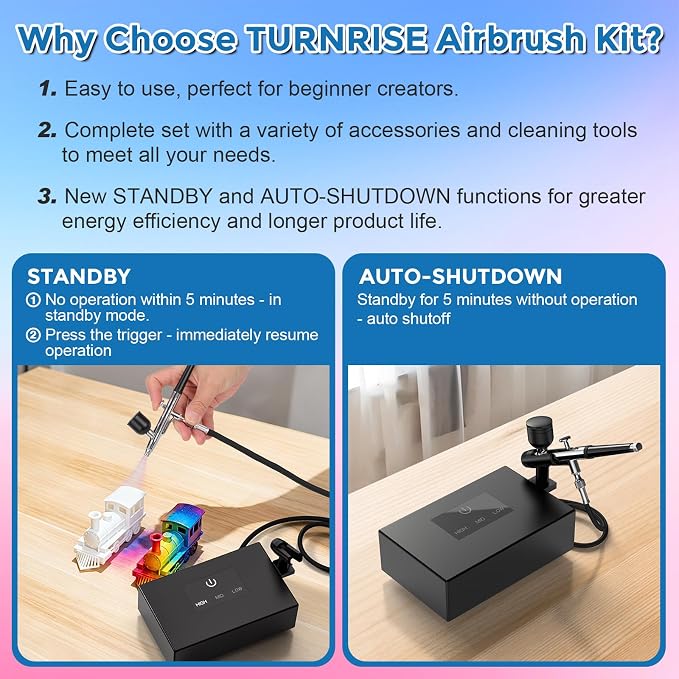 Airbrush Kit with Air Compressor, 50 PSI Clog-Resistant Air Brush Set, Dual - Image 4