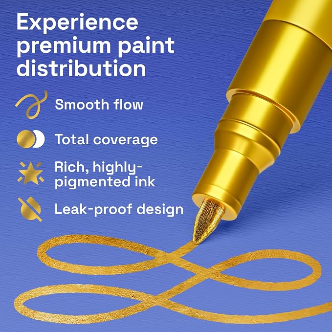 ARTISTRO 5 Gold Paint Pen for Rock, Painting - Image 4
