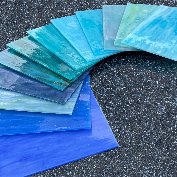 LITMIND 12 Sheets Blue Stained Glass Variety Pack, 4 x 6 Inch Smooth Opaque Art - Image 4