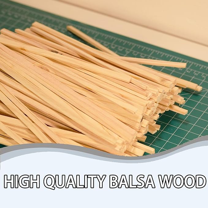 120Pcs Balsa Wood Square Dowels 1/4 x 1/4 x 12 inch DIY Sticks for Crafts Model Making (1/4"x12"-120pcs)