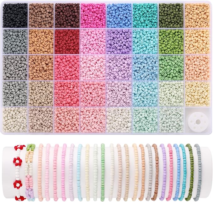 Funtopia 3 mm Beads for Bracelets, 39 Colours, 9600 Pieces, DIY Threading Bead by Funtopia