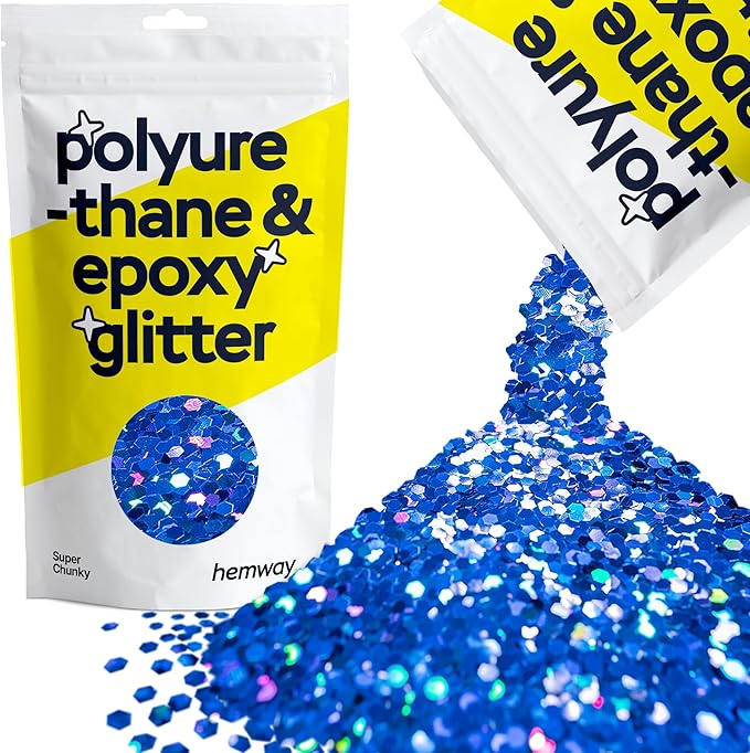 Hemway Glitter for Resin 100g Sapphire Blue Holographic Metallic Crystals for Epoxy Craft Super Chunky Flakes Tumblers Wax Melt
