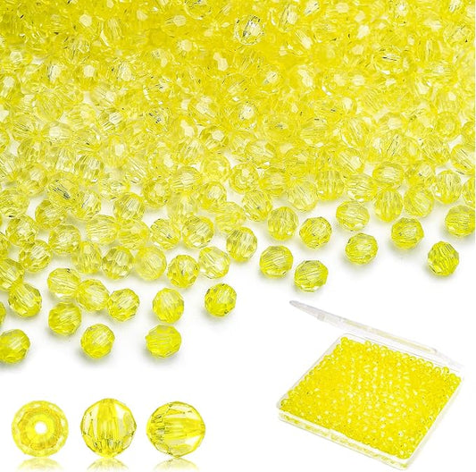 BONNY BOXX 500pcs 8mm Acrylic Faceted Round Crystal Beads Transparent Citrine by BONNY+BOXX