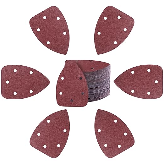 100-Pack Mouse Sandpaper (5-Hole) 100 Grit for Mouse Detail Sanders, Premium Aluminum Oxide, Easy to Replace, Ideal for Woodworking, Furniture Refinishing, and Crafting