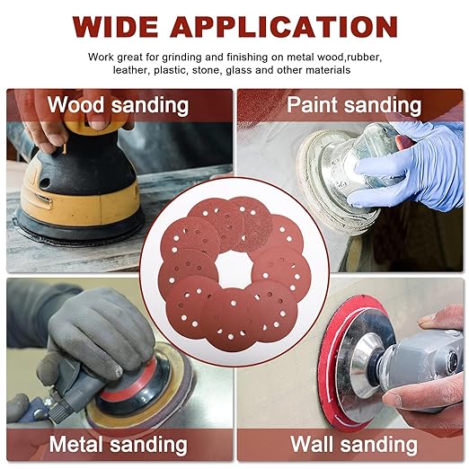120 PCS 5 Inch Sanding Discs 40 Grit, 8 Hole Aluminum Oxide Hook and Loop Round Sandpaper for Random Orbital Sander