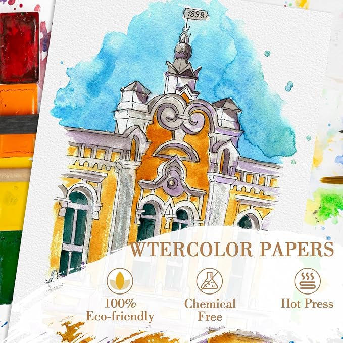 50PCS 8.5x11 Watercolor Paper Bulk, 140lb/300g Cold Press Thick Water Color - Image 4