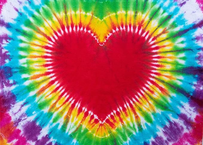 BELECO 12x8ft Fabric Tie Dye Heart Backdrop Rainbow Heart Love Valentines by BELECO