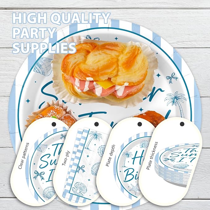 168 Pcs Summer 16th Seashell Birthday Party Decorations Serves 24 | Coastal - Image 4
