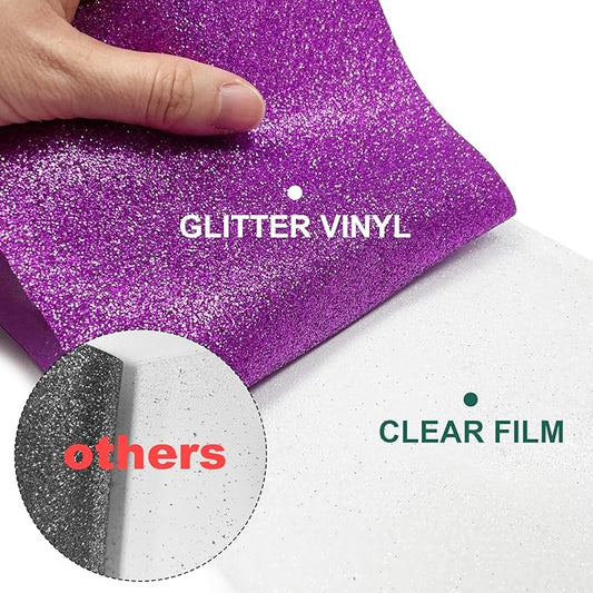 Glitter HTV Heat Transfer Vinyl Rolls- 10" x 8ft. Glitter HTV for Shirts. Iron on Vinyl and Heat Transfer Vinyl for All Cutters Machines. Easy to Cut & Weed Heat Vinyl Designs (Purple)