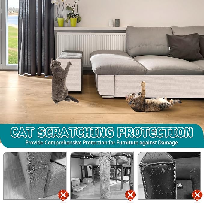 Climbing Cat Scratcher Mat Trimmable Cat Scratching Post Carpet 157.4’’x15.8’’ - Image 5
