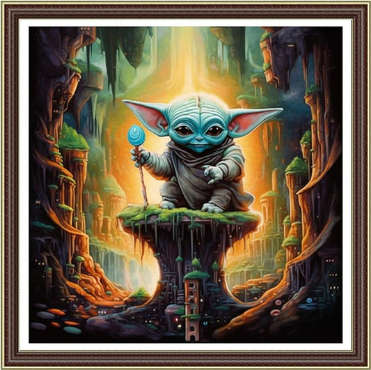 Foxhool Beginners Cross Stitch Kits Stamped Full Range of Embroidery Kits for Adults DIY Cross Stitches kit Embroidery Patterns for Needlepoint kit-Magic Alien 17.7x17.7 inch