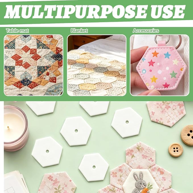 400 PCS Paper Piecing 1.25", Hexagon Quilting Templates - Image 5