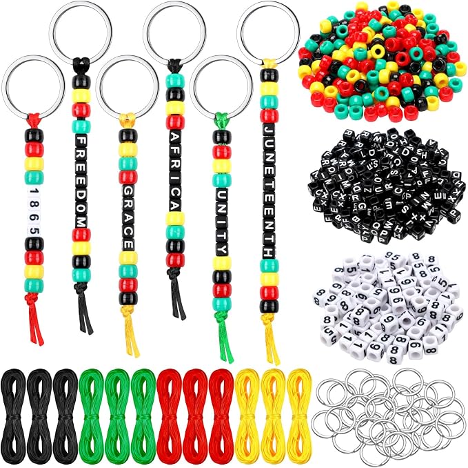 Landical 564 Pcs Juneteenth Keychain Making Kit DIY Bead Key Chain Craft by Landical
