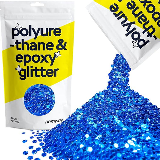 Hemway Glitter for Resin 100g Sapphire Blue Metallic Crystals for Epoxy Craft Super Chunky Flakes Tumblers Wax Melt
