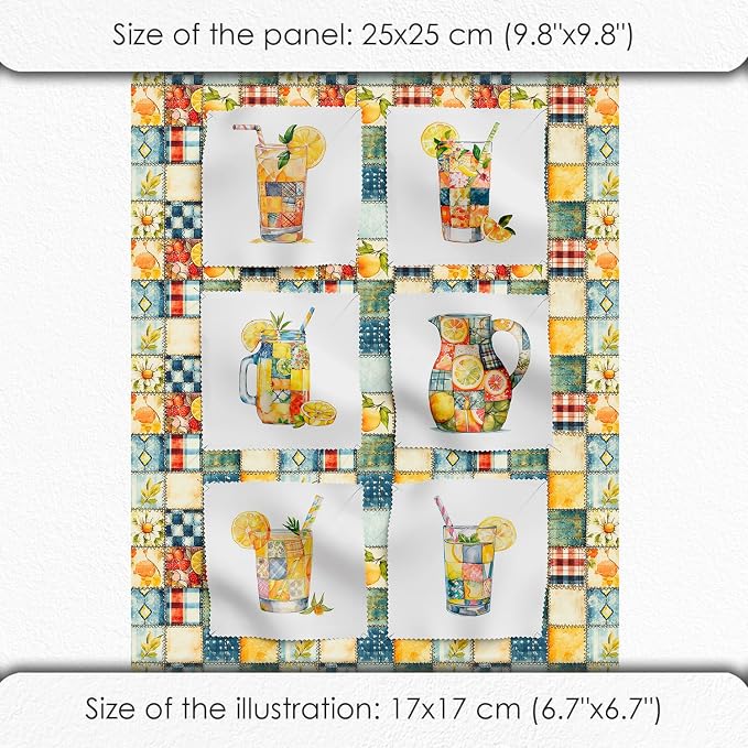 Summer Lemon Patchwork Cotton Fabric Panel – Six 10×10 inch Designs + Bonus - Image 6