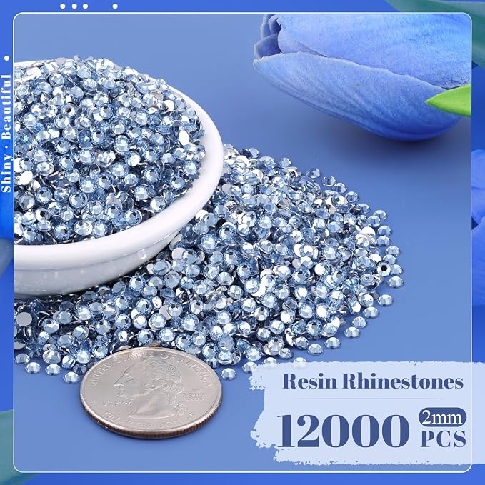 12000PCS 2mm Resin Rhinestones in Bulk, Bedazzling Flatback Crystals Rhinestones - Image 2