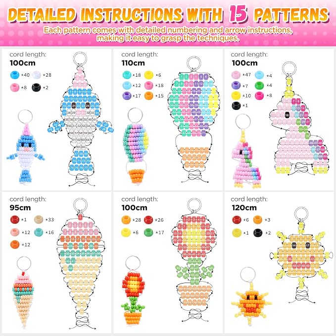 Funtopia Pony Beads Kit for Keychain Making, mini Pony Bead Pets for Kids - Image 2