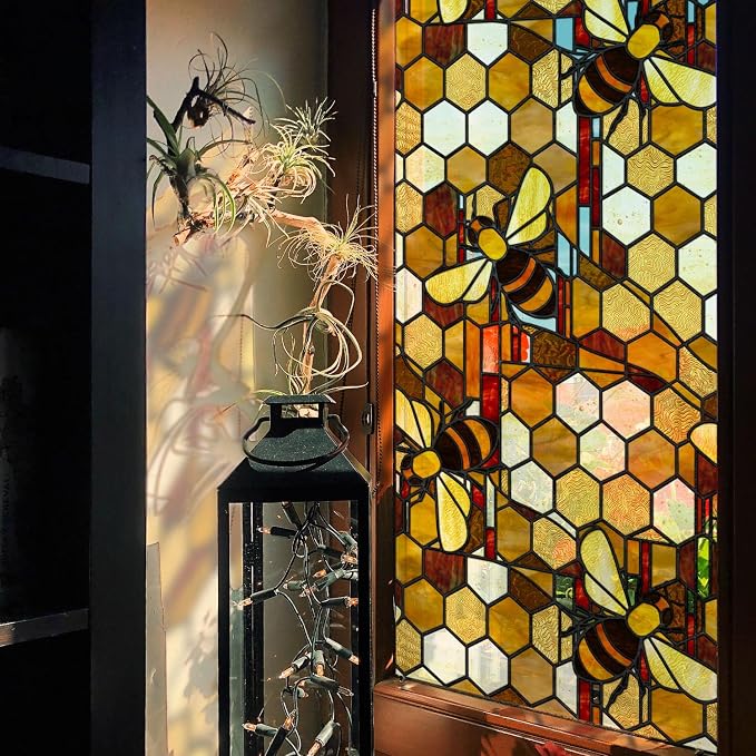 funlife Original Hand-Drawn Faux Stained Glass Window Film, Double-Sided Static by funlife