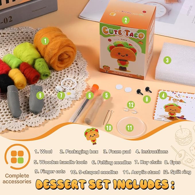 Yizzvb Needle Felting Kit, Cute Taco Felting Kit - Image 2