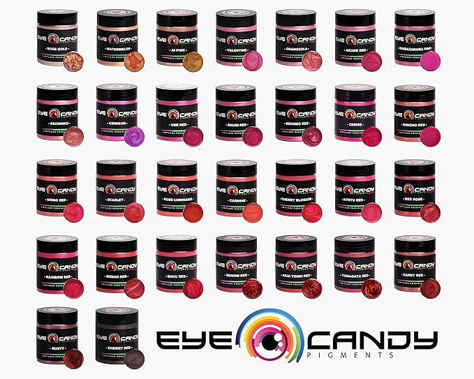 Eye Candy Pigments Premium True Red Mica Powder - Senshi Red (50gr) - for Epoxy, Resin, Soap, Paint, Woodworking, Acrylic Pouring, Bath Bombs, Fishing Lures - DIY Arts and Crafts Additive