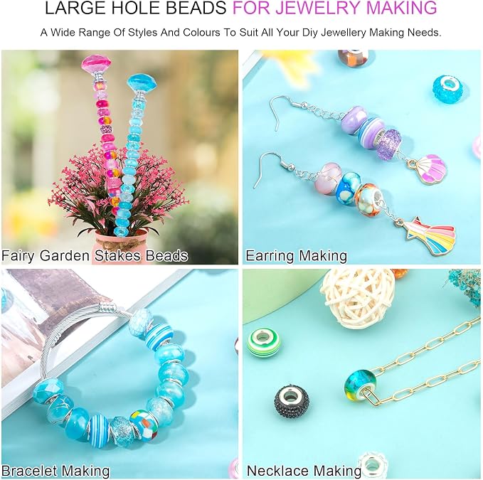 Zyehxed Large Hole Purple Blue Fairy Wand Garden Beads - Image 6