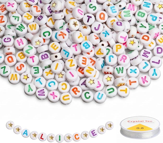 SUTOUG 1500PCS White Letter Beads and Star Beads by SUTOUG